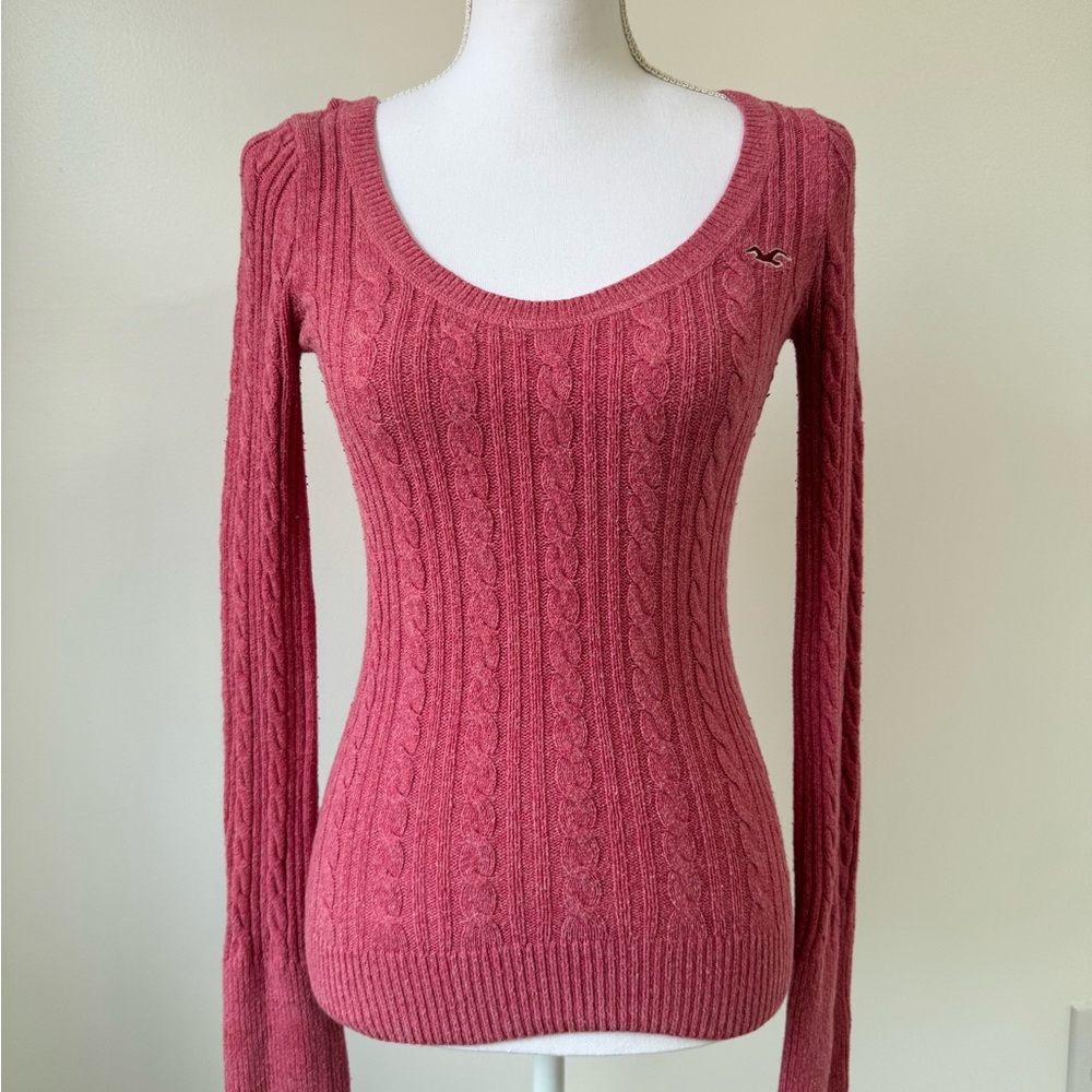 Vintage Hollister Co Pink Cable Knit Babydoll Sweater
